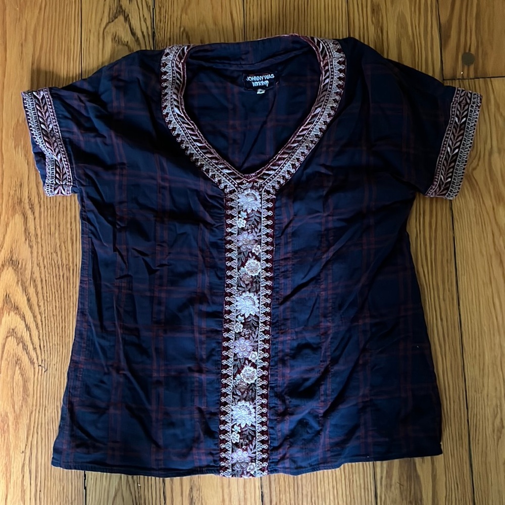 Johnny Wash Blue Embellished Top